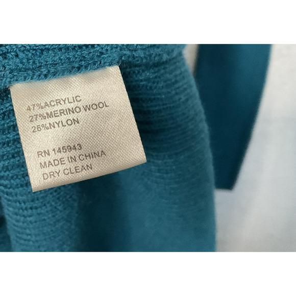 Tome Collective Dress Womens Small Teal Long Sleeve Knit Midi Merino Wool Blend - Picture 6 of 7